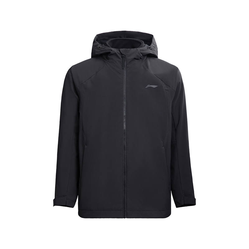 Li-Ning Li Ning Trench Coats Unisex Black Hooded Moderate