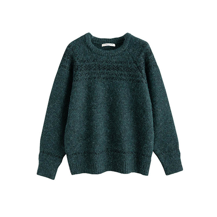Tonlion Knitwear Women's Dark Green Crew Neck Moderate