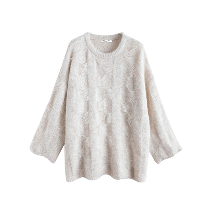 Tonlion Knitwear Women's Apricot Beige Crew Neck Moderate