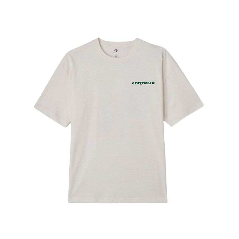 Converse Converse Drop Shoulder Sleeve T Shirt Unisex Ecru