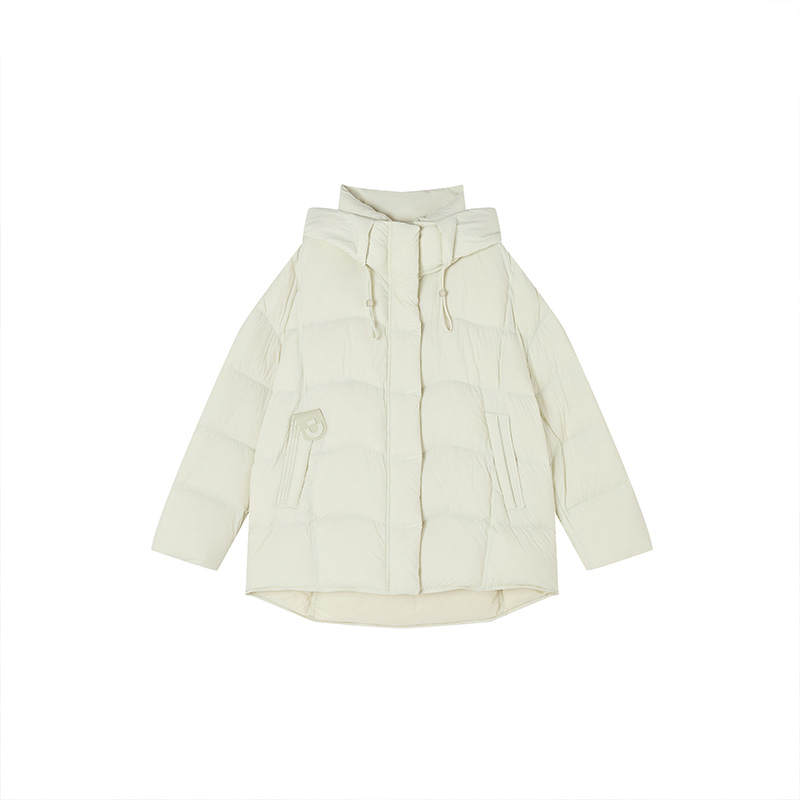 XIANGYING Down Jackets Women's Cream White Green Thickened Puffer Jacket