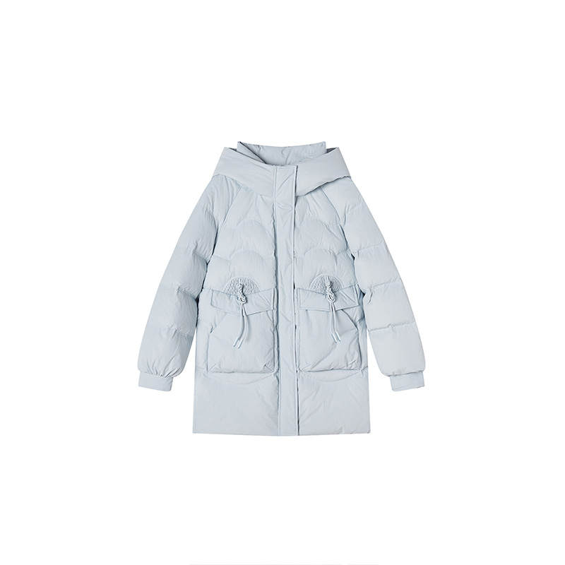 XIANGYING XIANGYING Down Jackets Women's Light Blue Thickened Puffer Jacket