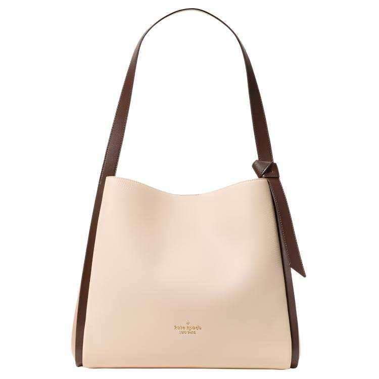 Kate Spade Knott Tote Bag, Shopping Bag Shoulder Bag Large Women's Milk White & Brown