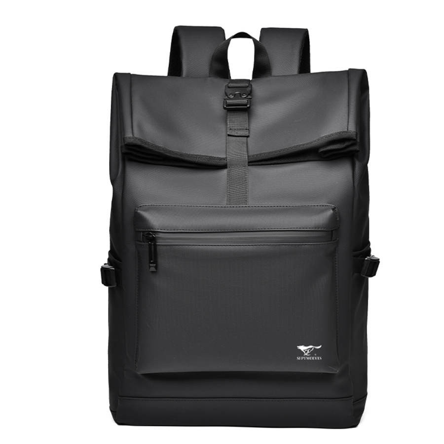SEPTWOLVES SEPTWOLVES Synthetic Leather Backpack Regular Men's Black