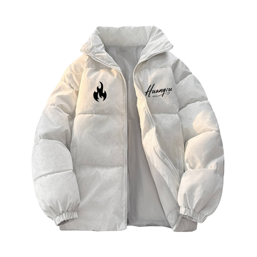 HUANQIU Puffer Jackets Unisex Stand Collar Moderate Padded Puffer Jacket