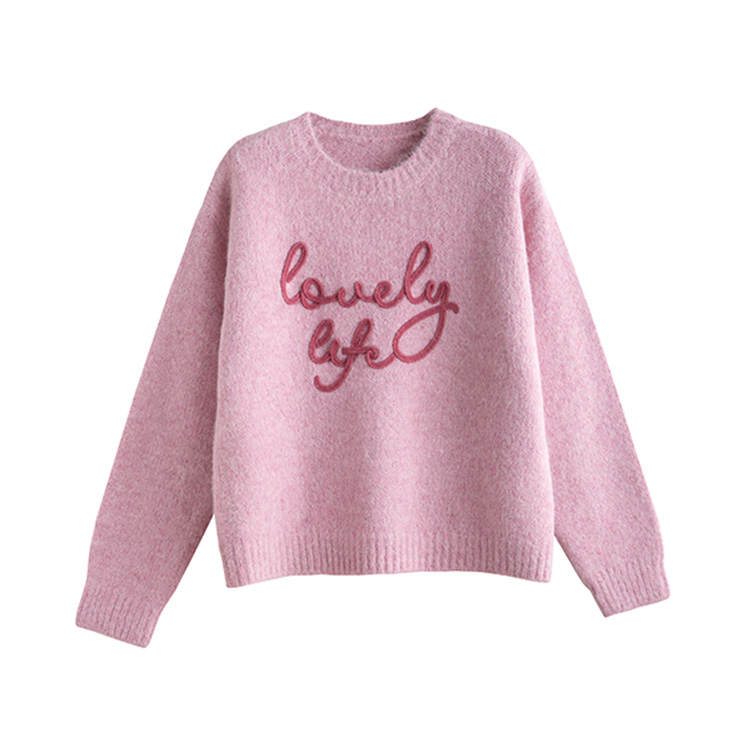 Tonlion Knitwear Women's Pink Crew Neck Moderate Base Layer