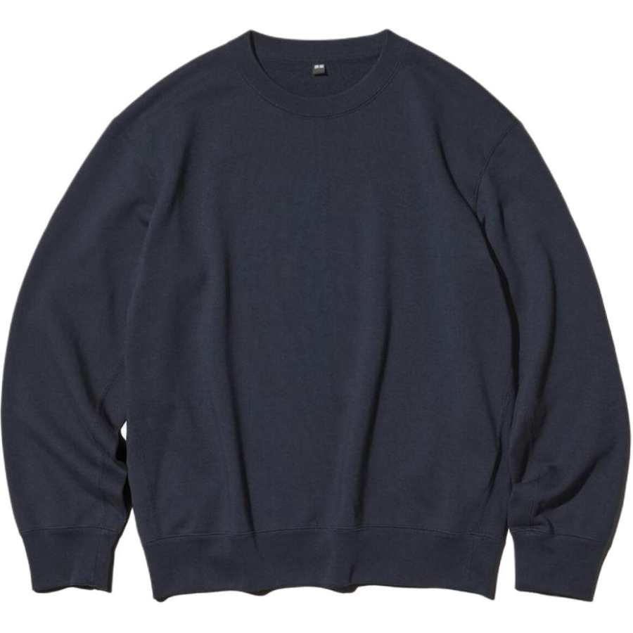 UNIQLO Sweatshirts Unisex Navy Blue Crew Neck Moderate