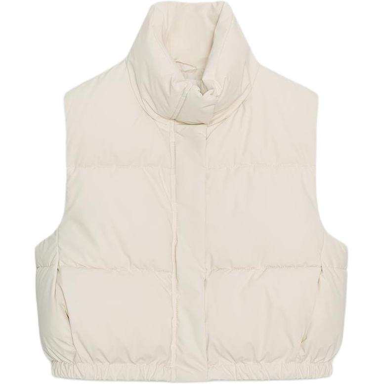 ZARA Vests Women's Light Beige Stand Collar Moderate Other
