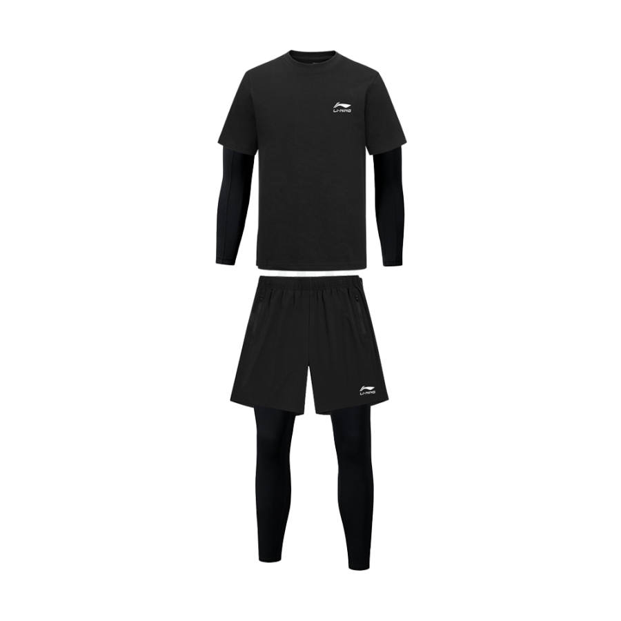 Li-Ning Li Ning Fitness Sets Men's Crew Neck Thickened And Fleece Lined