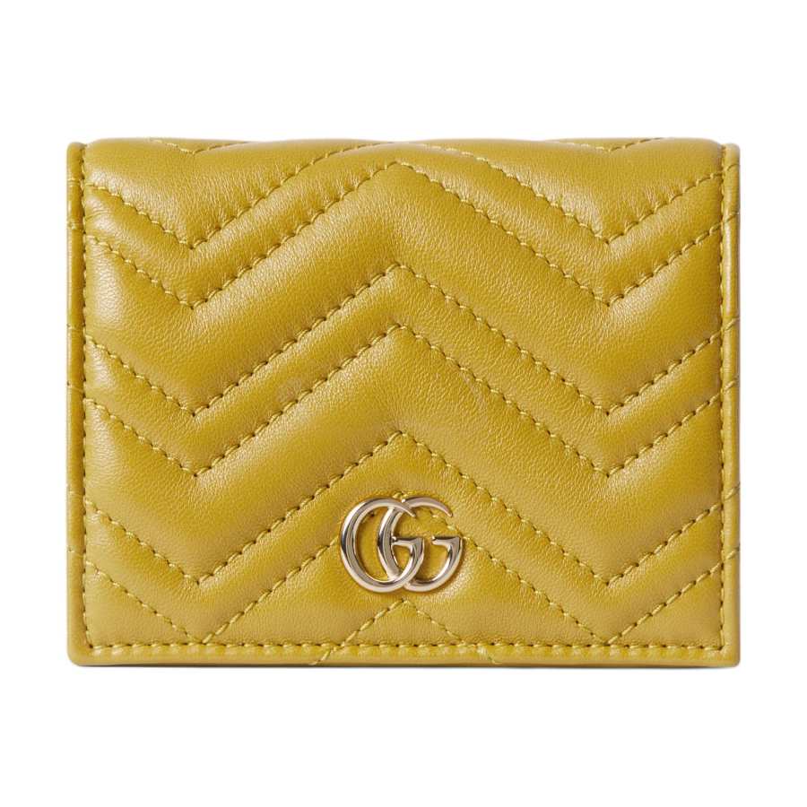 GUCCI GG Marmont Sheepskin Wallet Women's Mustard Yellow