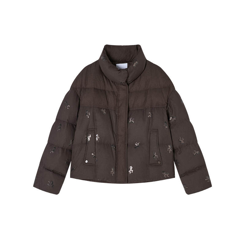 XIANGYING Down Jackets Women's Stand Collar Moderate Puffer Jacket