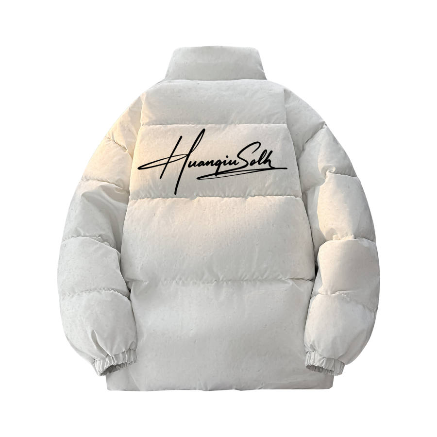 HUANQIU Puffer Jackets Unisex Stand Collar Moderate Padded Puffer Jacket
