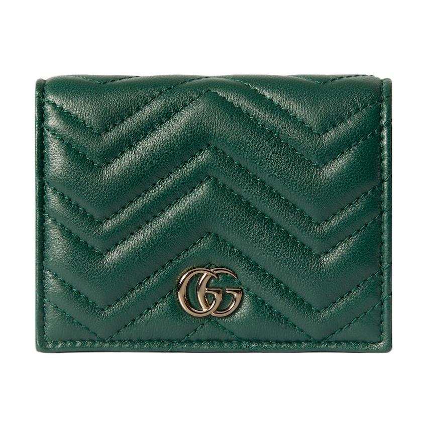 GUCCI GG Marmont Sheepskin Wallet Unisex Green
