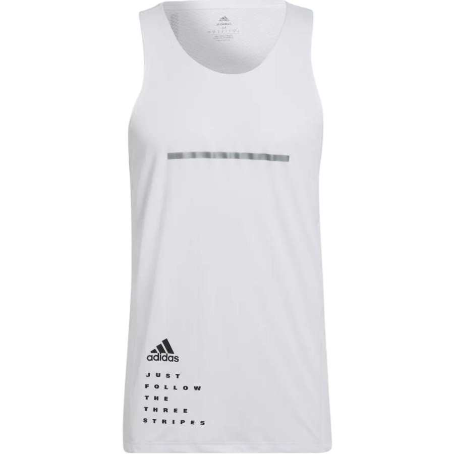Adidas Adidas Tank Tops Men's White Crew Neck Moderate Straight Fit