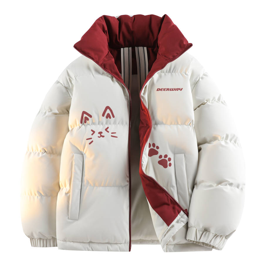DEERWAY Puffer Jackets Unisex Stand Collar Thickened Padded Puffer Jacket