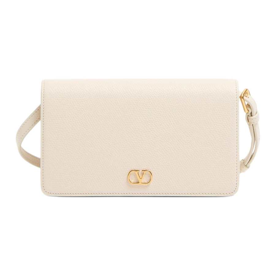 Valentino Vlogo Calfskin Crossbody Bags Mini Women's Light Ivory White
