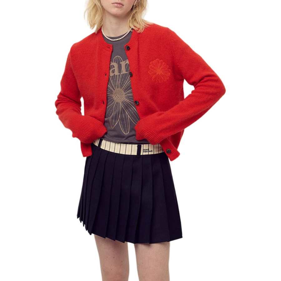 MARDI MERCREDI FW25 RACCOON BLENDED CARDIGAN ROUND NECK_RED ORANGE Sweater Women's