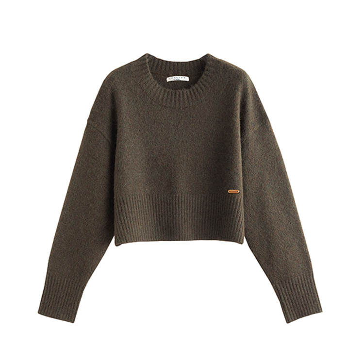 Tonlion Knitwear Women's Seaweed Green Crew Neck Moderate Base Layer
