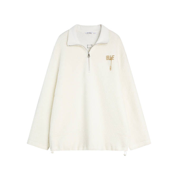 ELLE Sweatshirts Women's Ecru Stand Collar Moderate