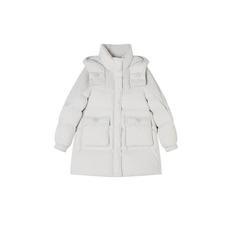 XIANGYING Down Jackets Women's Hooded Non Detachable Thickened Puffer Jacket