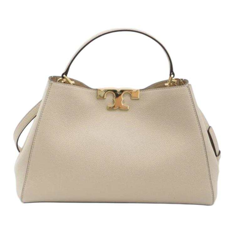 TORY BURCH Eleanor Pebbled Leather One Shoulder Handbag Large Women's Beige