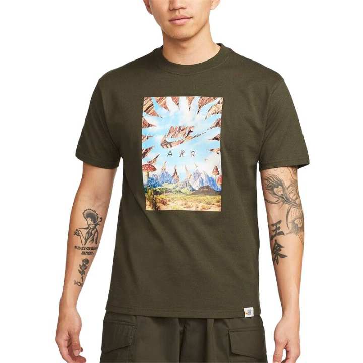Nike Nike Drop Shoulder Sleeve T-Shirt Men's Green