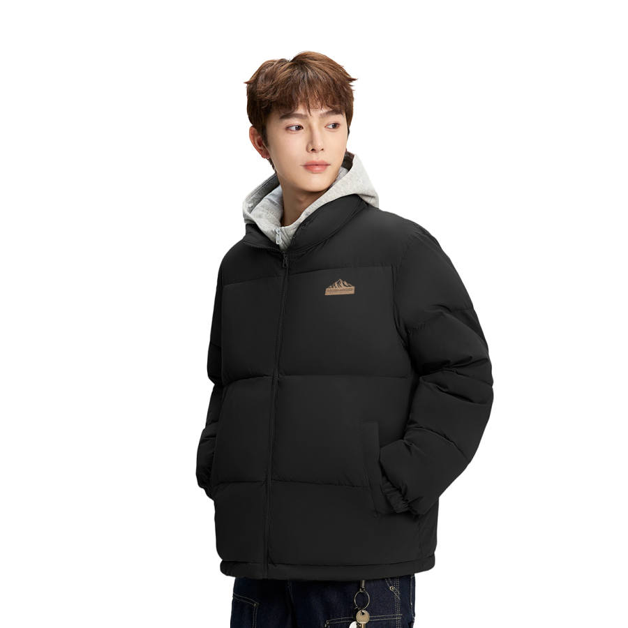 Tonlion Puffer Jackets Unisex Stand Collar Fleece Lined Padded Puffer Jacket