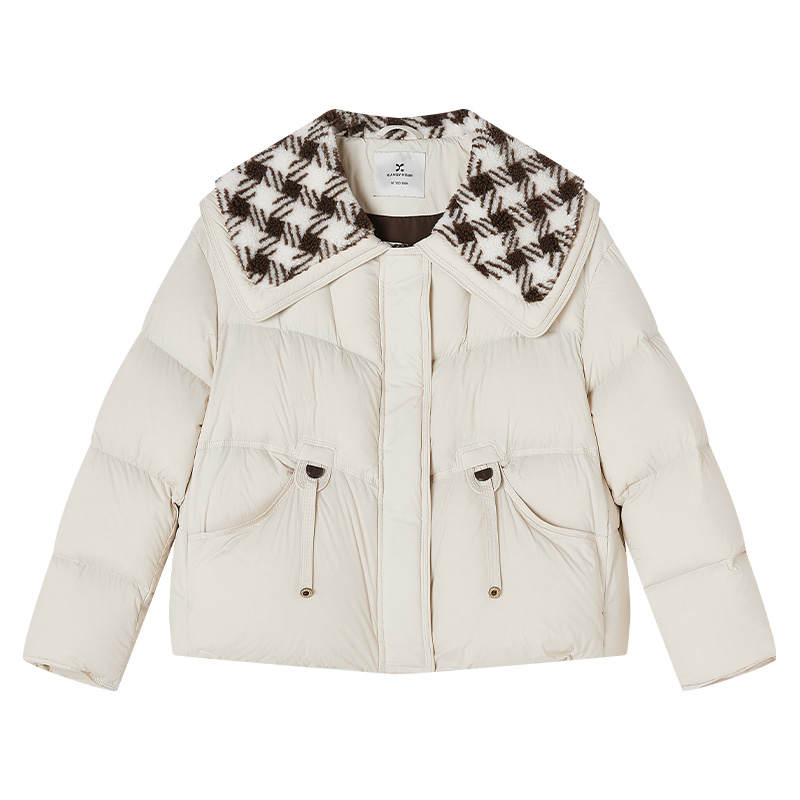 XIANGYING Down Jackets Women's Heron White Stand Collar Lightweight Puffer Jacket