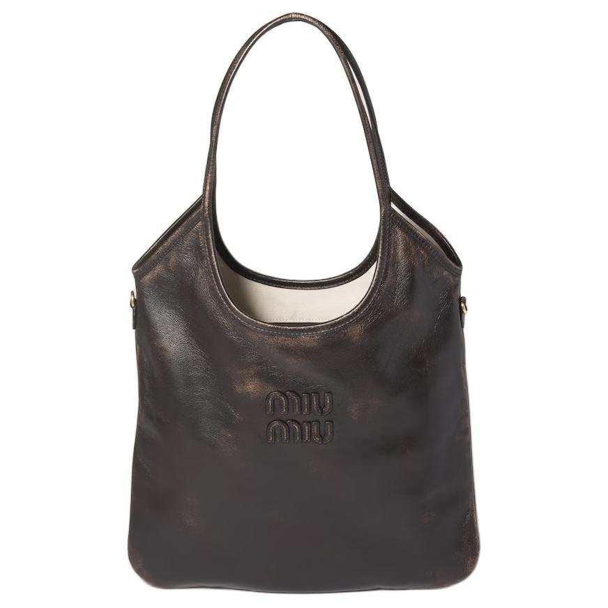 MIU MIU Ivy Sheepskin Handbag, Shoulder Bag Large Women's Coffee Brown