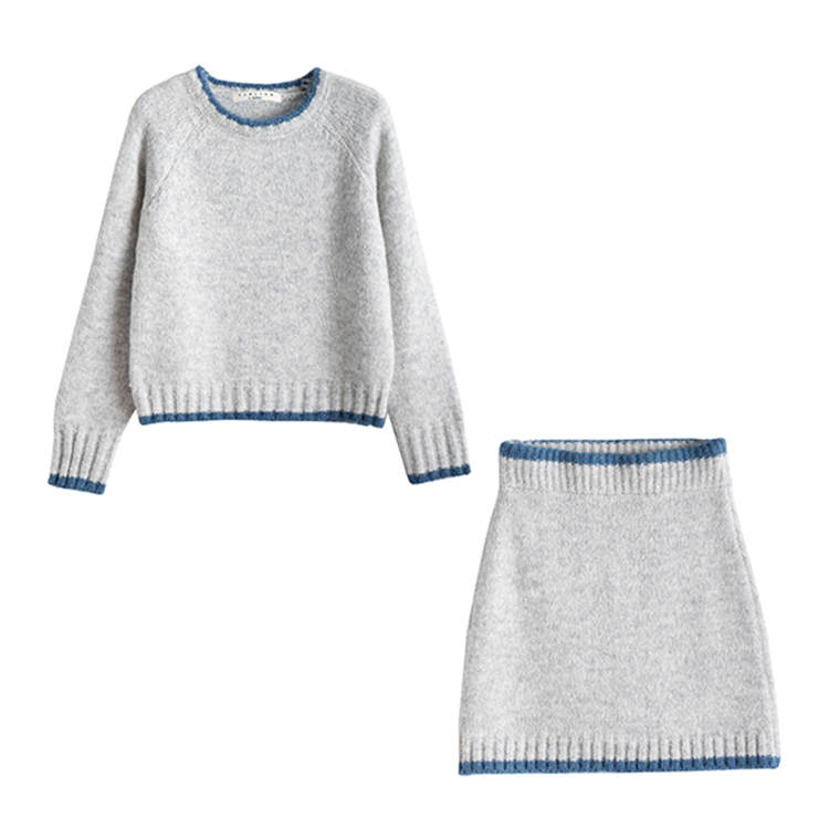 Tonlion Casual Suits Women's Gray Tone Crew Neck Moderate Short