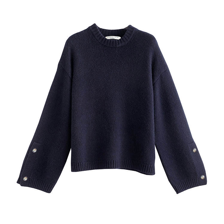 Tonlion Knitwear Women's Navy Blue Crew Neck Moderate Base Layer