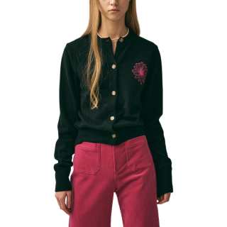 MARDI MERCREDI FW25 RACCOON BLENDED CARDIGAN ROUND NECK_BLACK FUCHSIA Knitwear Women's