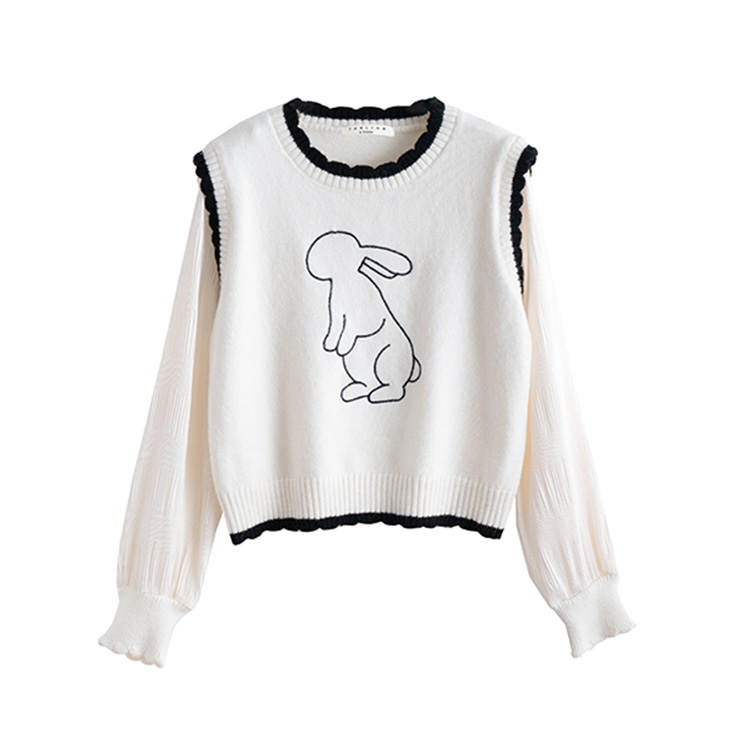 Tonlion Sweaters Women's White Tone Crew Neck Moderate