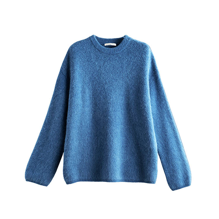 Tonlion Knitwear Women's Gray Blue Crew Neck Moderate Base Layer