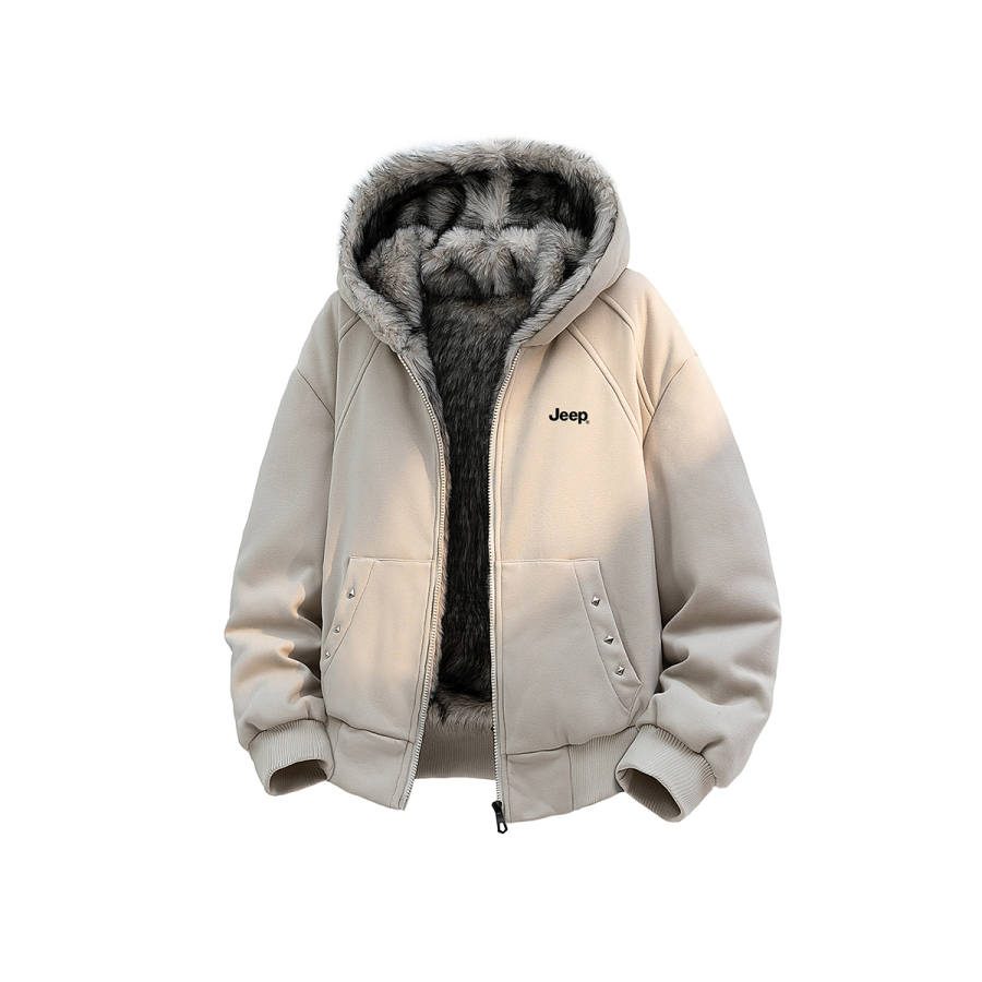 Jeep Leisure Collection Mountain Hawk Hooded Fur Collar Thickened And Fleece Lined Coat Casual Thermal Lightweight