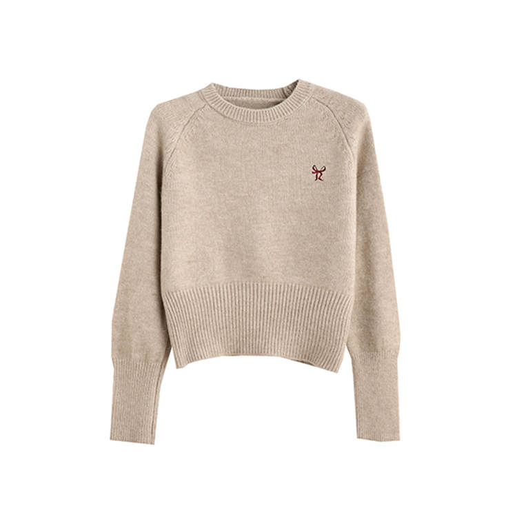 Tonlion Knitwear Women's Khaki Crew Neck Moderate Base Layer