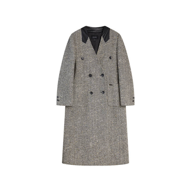 ELLE Coats Women's Collarless Thickened Straight Fit