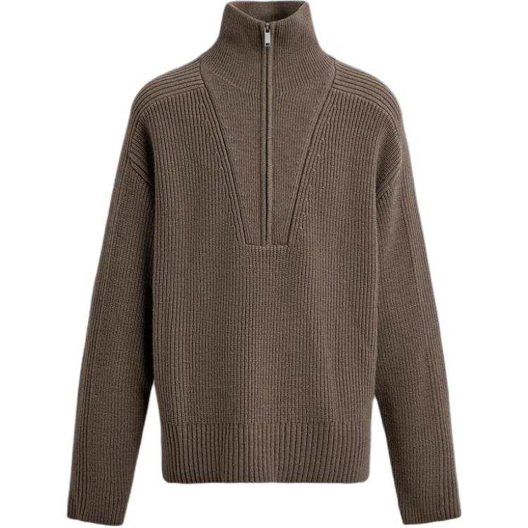 ZARA Knitwear Men's Brown/Dark Taupe Half Turtleneck Moderate
