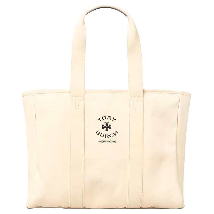 TORY BURCH Mercer Canvas Handbag, Shoulder Bag Mini Women's Ecru