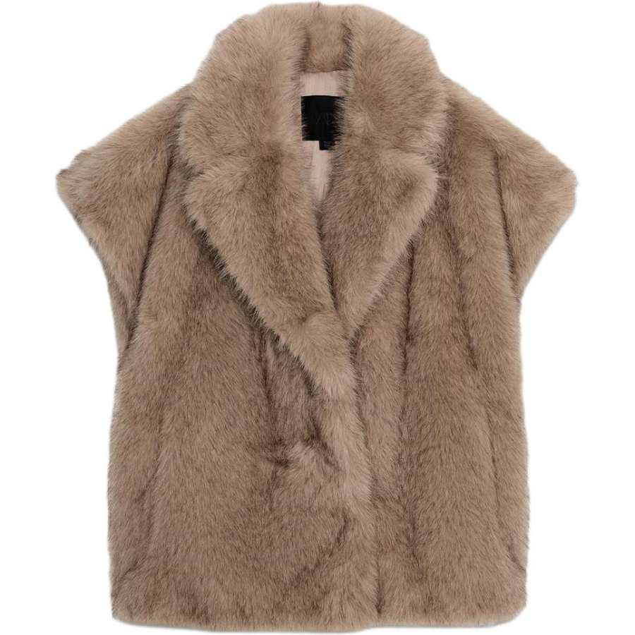 ZARA ZW Vests Women's Beige Lapel Moderate Other