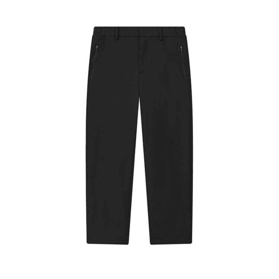 FILA BLUE Fleece Lined, Thermal Minimalist Fashion Classic And Versatile Commute Casual Pants Men's Black