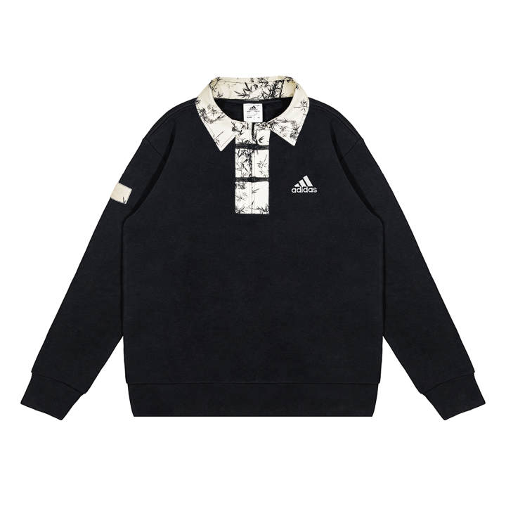 Adidas Adidas Sweatshirts Unisex Black Lapel Moderate Regular