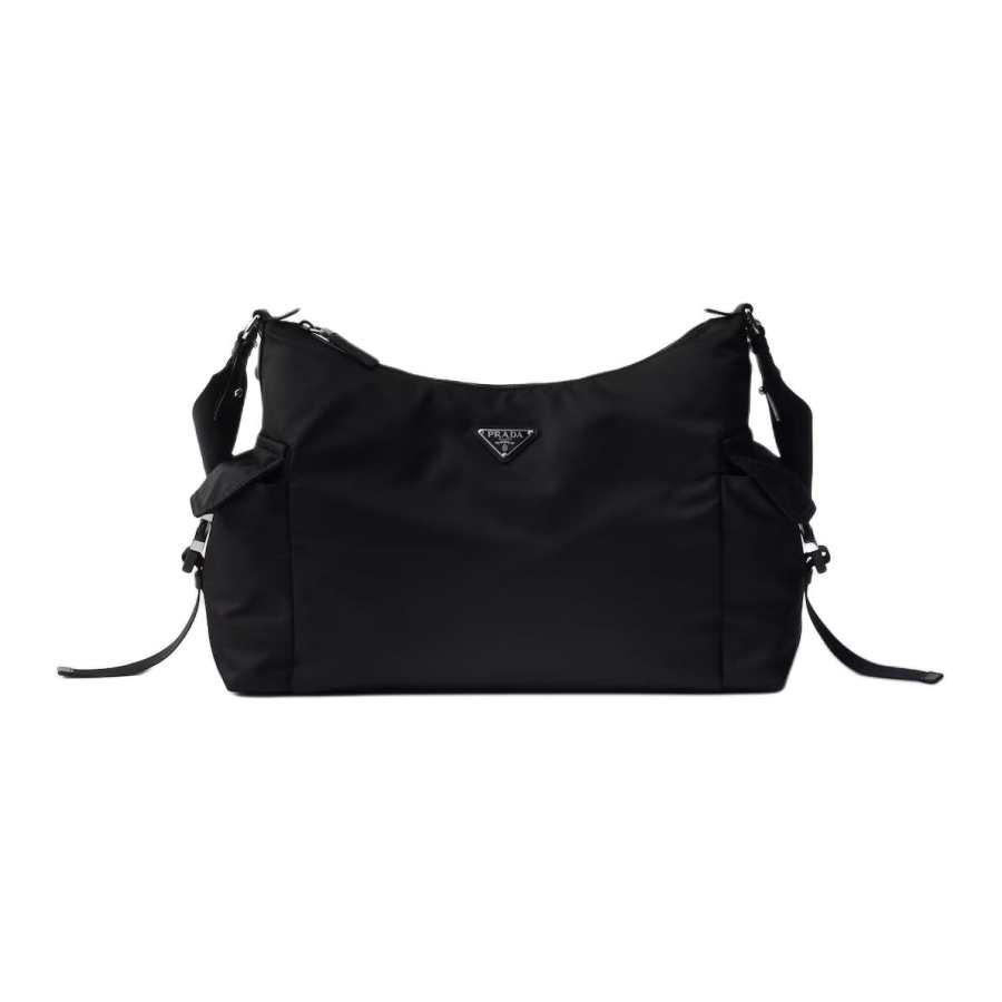 PRADA Re NylonExplore Fabric With Leather Hobo Bag Shoulder Bag Men's Black