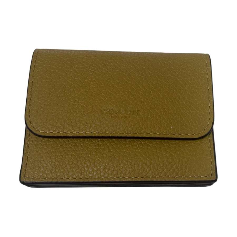 COACH Leather Card Holder Women's Dark Yellow