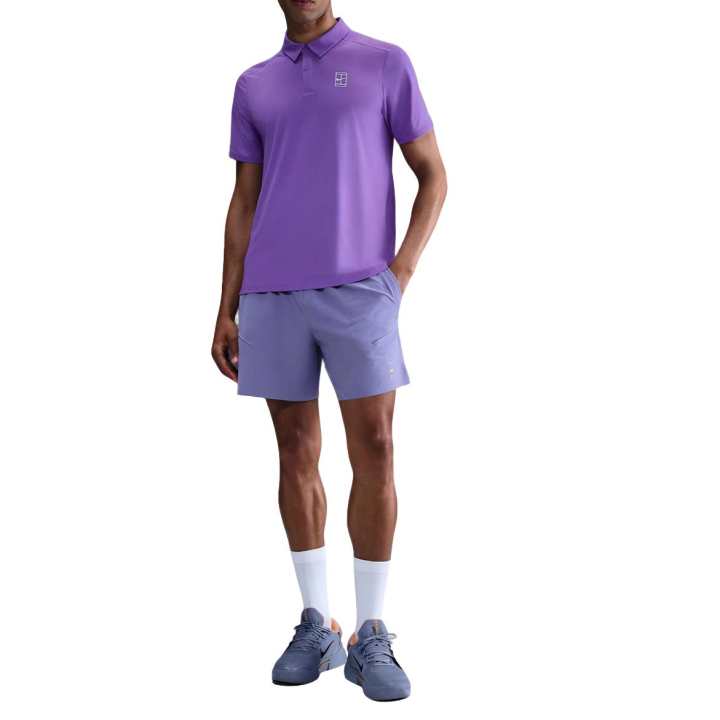 Nike Nike Court Tennis Tops Men's Action Grape/White Polo Collar Moderate