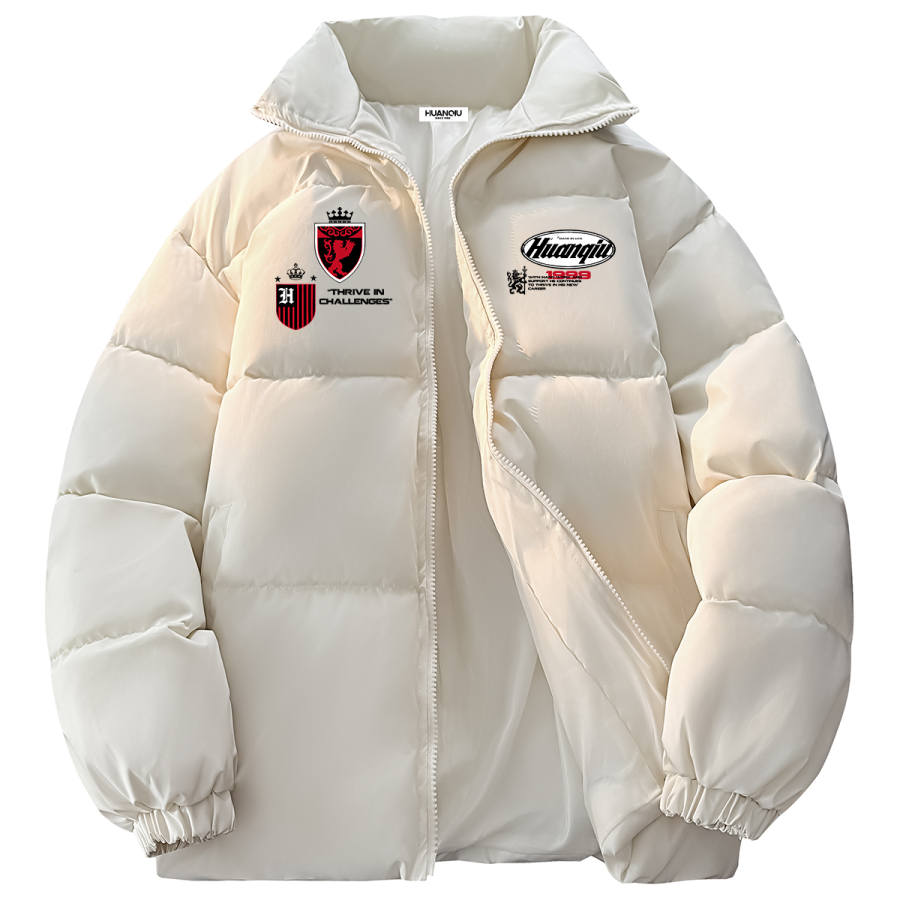 HUANQIU Puffer Jackets Unisex Stand Collar Thickened Padded Puffer Jacket