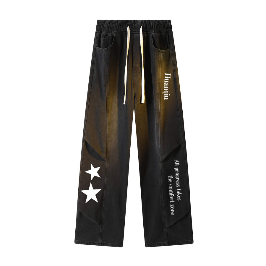 HUANQIU Jeans Unisex Straight Fit Pants