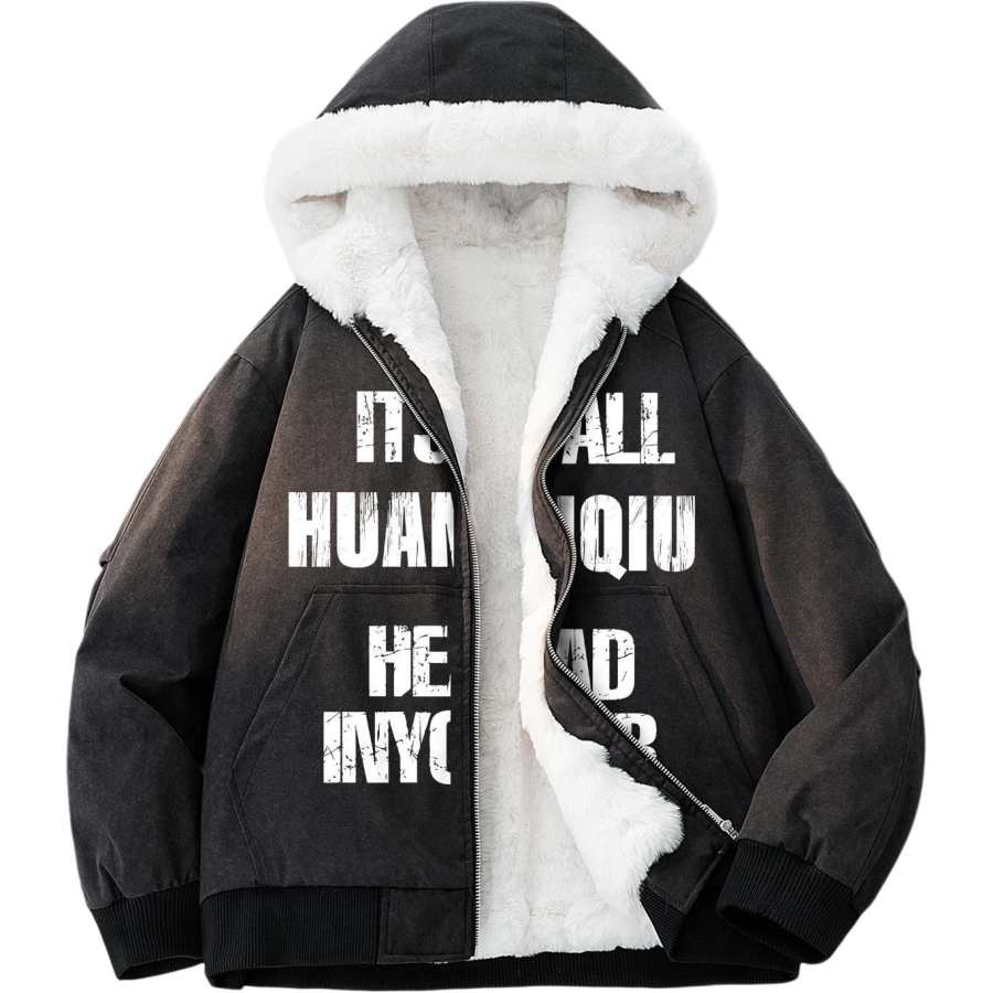 HUANQIU Puffer Jackets Unisex Hooded Thickened Puffer Jacket
