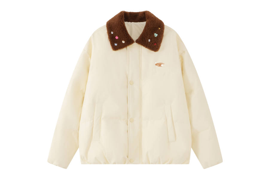 F426 F426 Puffer Jackets Unisex Custard Lapel Thickened Puffer Jacket