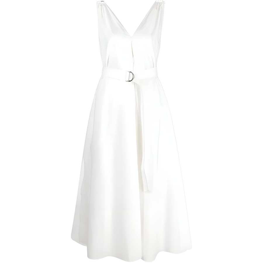 Brunello Cucinelli Belted Pleated Midi Dress